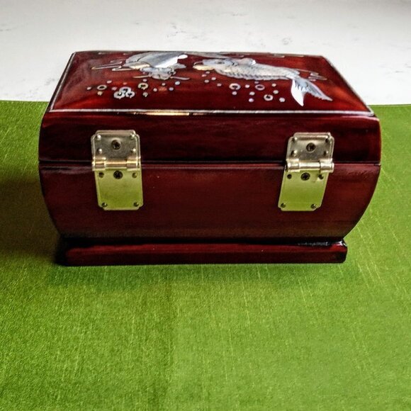 Mother of Pearl Inlay Wood Lacquer Jewelry Box - Picture 4 of 10